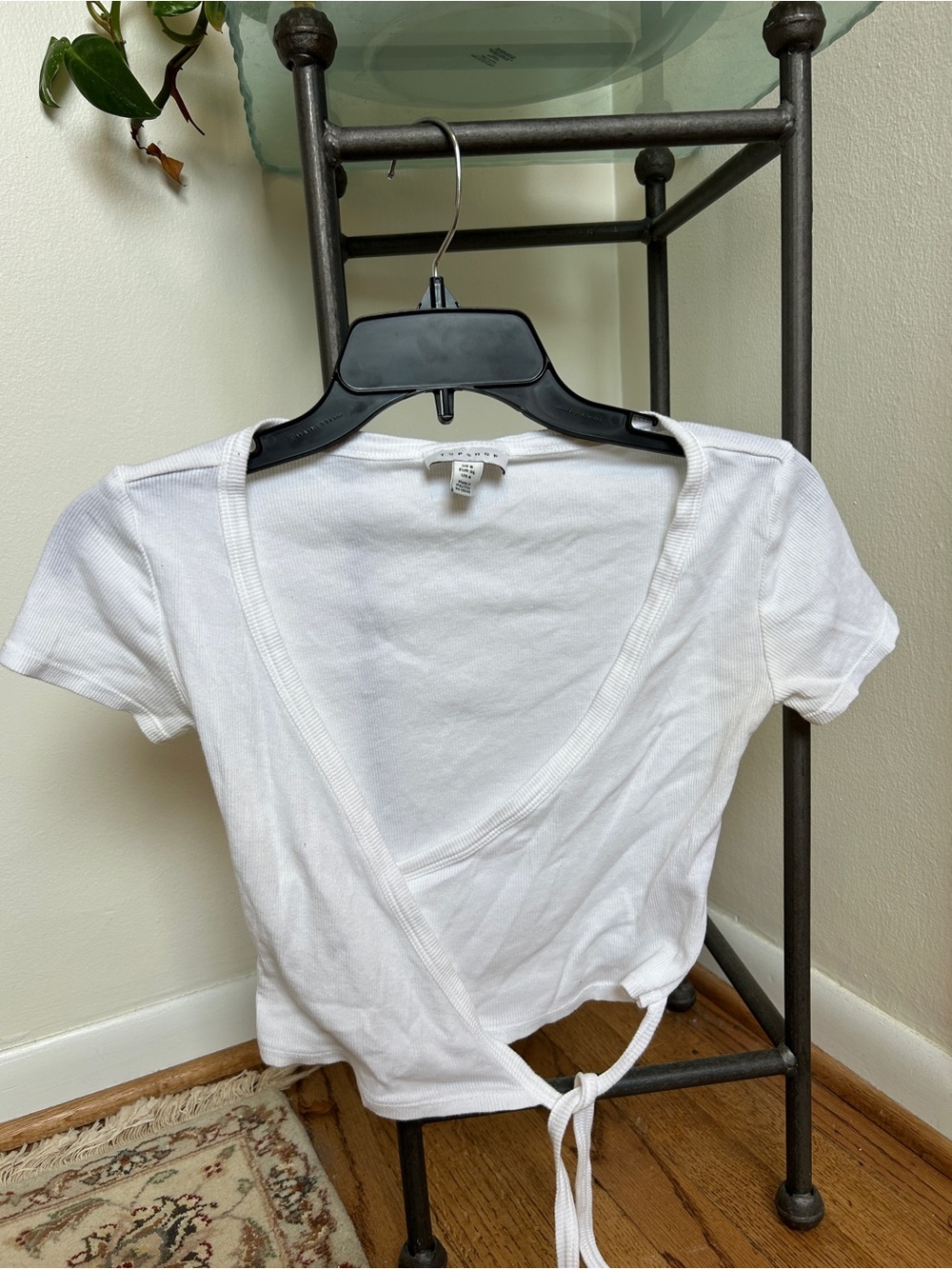 Topshop White Wrap Crop Top with Tie Front